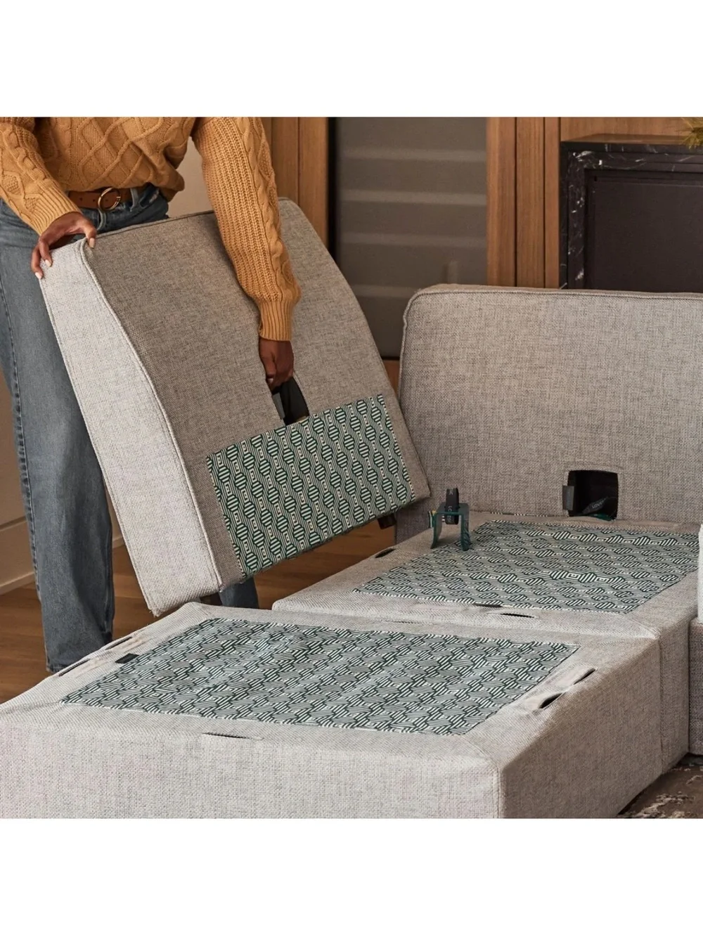 Lovesac Sactional Covers Set Only – Glacier Crossweave – 4 Seats + 5 Angled Side